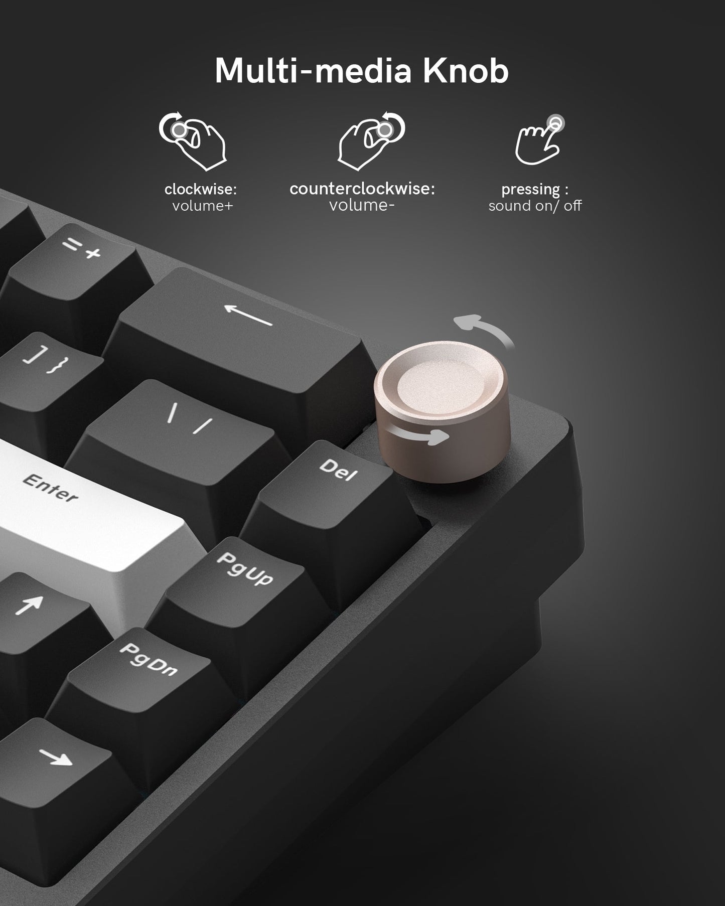 Womier - SK65 65% Gasket Mounted Wireless Aluminum Keyboard with Knob - Gaming Keyboard Black - Serious Techies