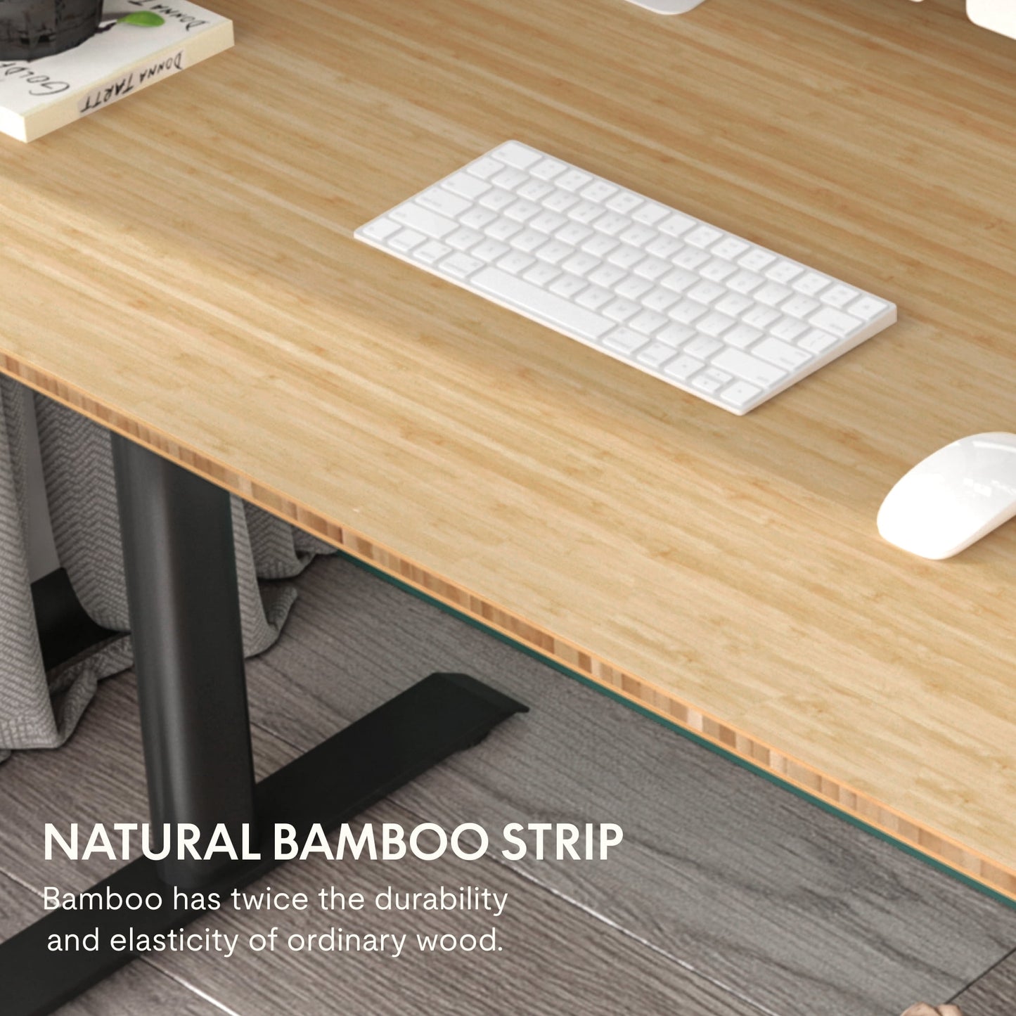 FLEXISPOT - 48"X24" Dual Motors 3-Stage Height Adjustable Standing Desk Ergonomic Home Office Sit Stand Desk with USB Port, Bamboo Rectangle Desktop Black Oval Frame - Serious Techies