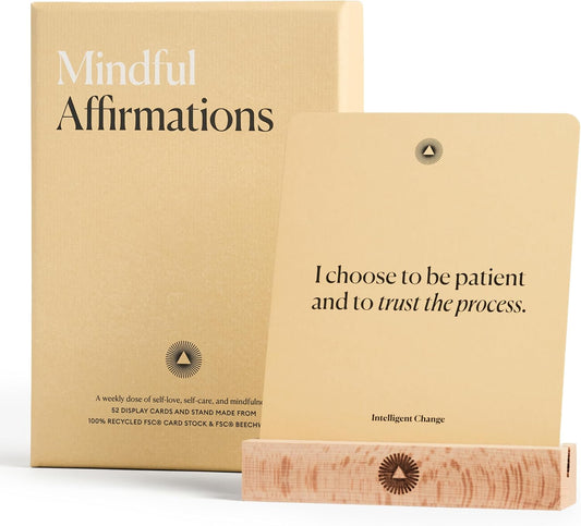 Intelligent Change - Mindful Affirmations, 52 Positive Affirmation Cards with Display Stand, Daily Affirmations for Inspiration, Mindfulness & Self Care, Unique Gifts for Women and Men - Serious Techies