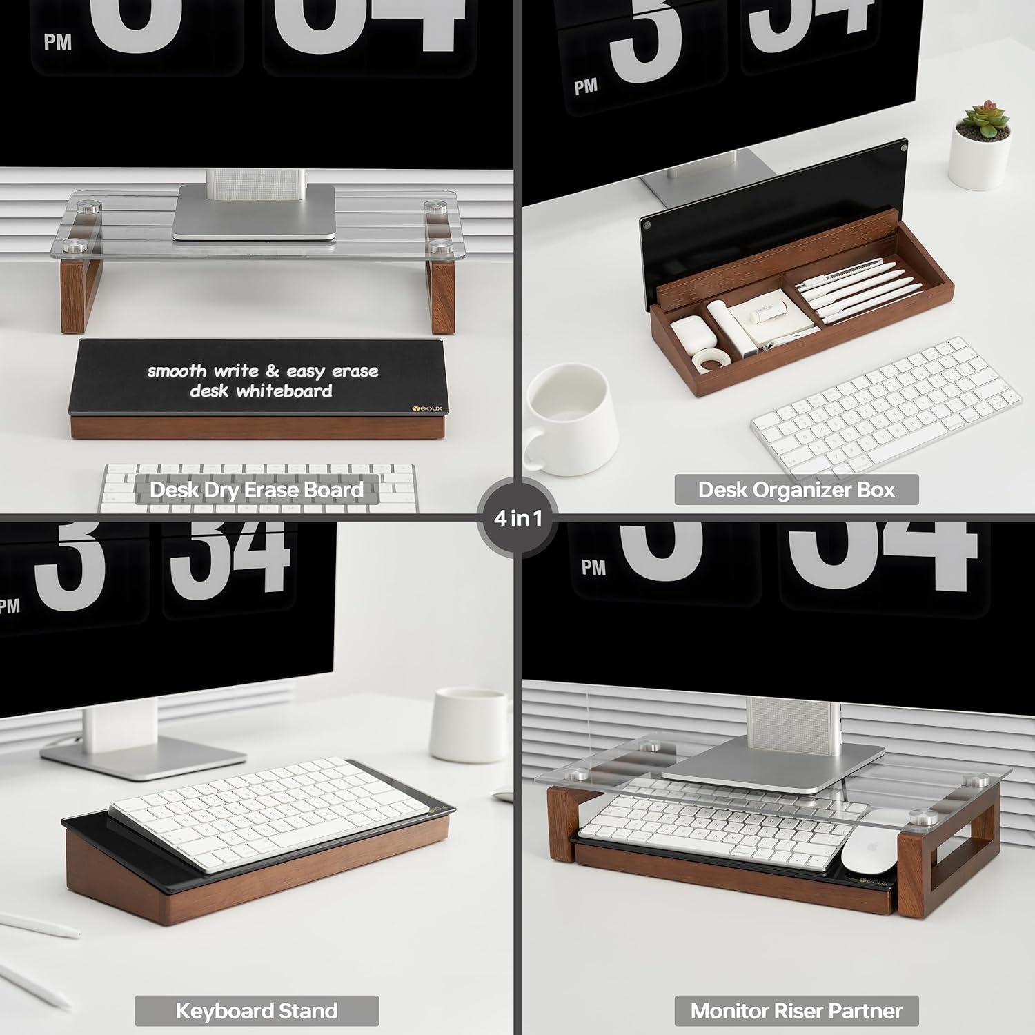 YEOUX  - Desktop Black Glass Dry Erase Board with Wood Organizers for Small Office Supplies, Desk Whiteboard with Drawer for Home Office Cubicle, Accessories Included - Serious Techies