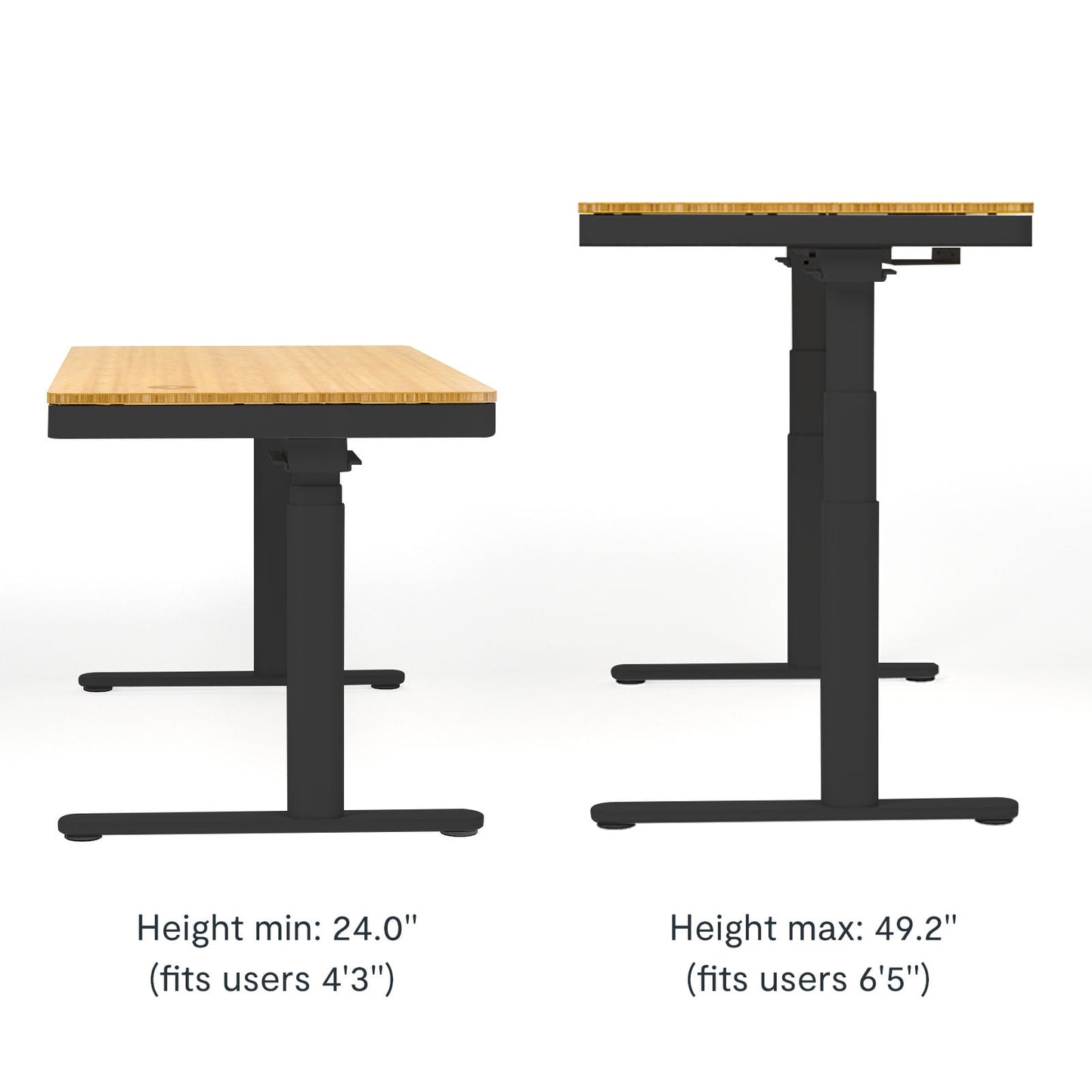 FLEXISPOT - 55"X28" Wireless Charging Dual Motors Standing Desk with Drawers, Black and Bamboo Top Height Adjustable Desk with Cable Management Tray - Serious Techies