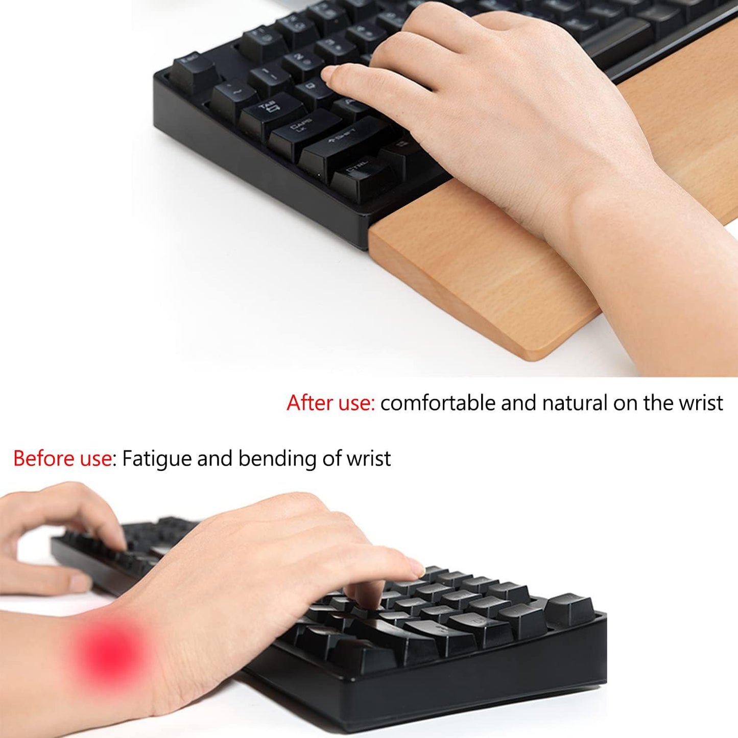 Aothia - Keyboard Wooden Wrist Rest for Computer Keyboard,Ergonomic Wrist Rest for Tenkeyless Keyboard, Mechanical Keyboard Wood Computer Wrist Rest,14X3 Inches/20Mm Thick,Beech - Serious Techies