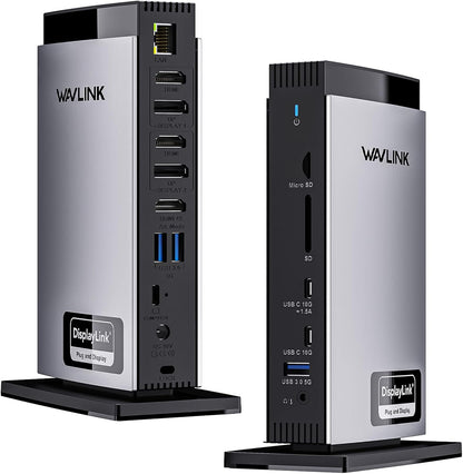 WAVLINK - Docking Station 3 Monitors, Triple 4K@60Hz for Macbook M1/M2/M3/M4/Windows, Displaylink Dock with 3X HDMI or 2X Displayport, 130WPD,5 USB Ports, Ethernet, Audio, SD/TF - Serious Techies