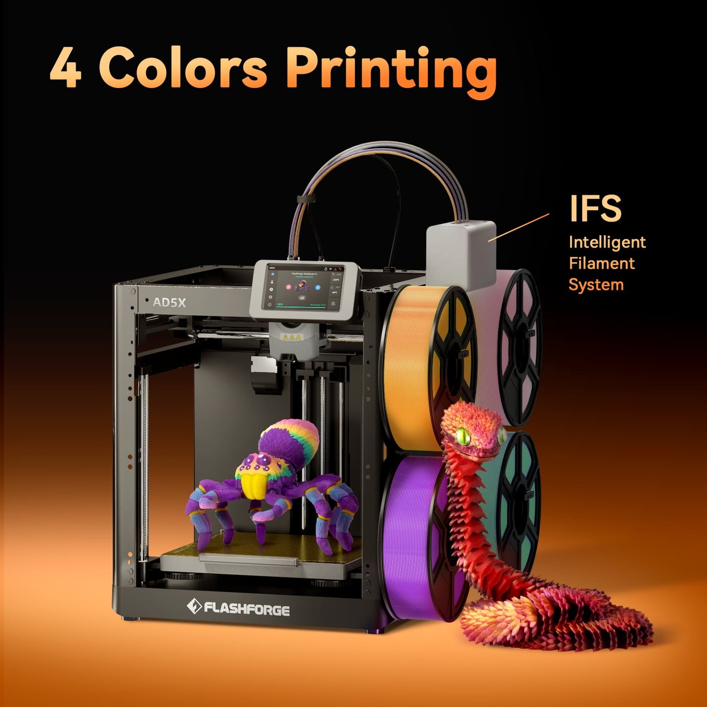 Flashforge - AD5X 3D Printer, Multi-Color Printer for Beginners Home DIY, 1Count, 8.7 X 8.7 X 8.7" - Serious Techies
