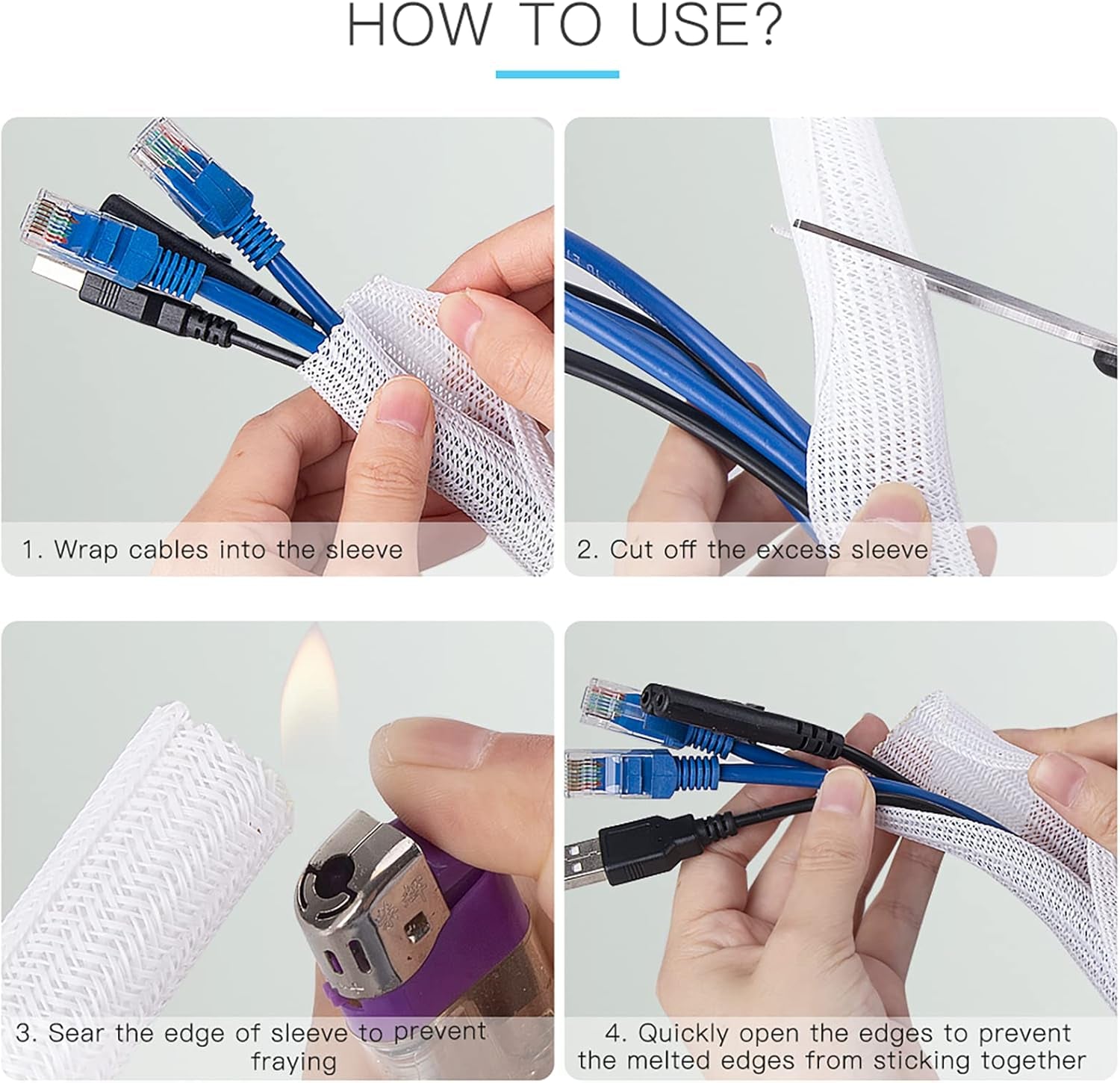 AGPTEK - Cable Sleeve Cover, 25Ft - 4/5 Inch Desk Cord Organizer Cable Hider, Home Office Wire Management Computer TV Wire Loom Tubing, Pet Proof Cord Protector, from Cat Dog Chewing, White - Serious Techies