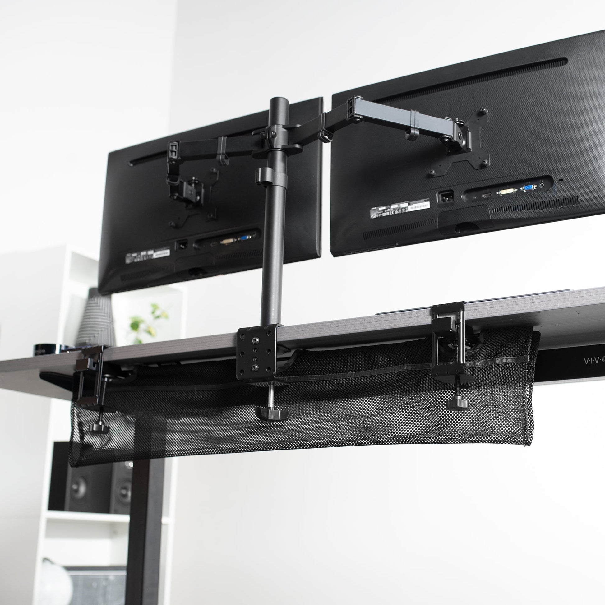 VIVO - Black 36" Clamp-On under Desk Cable Net, Mesh Cable Management - Serious Techies