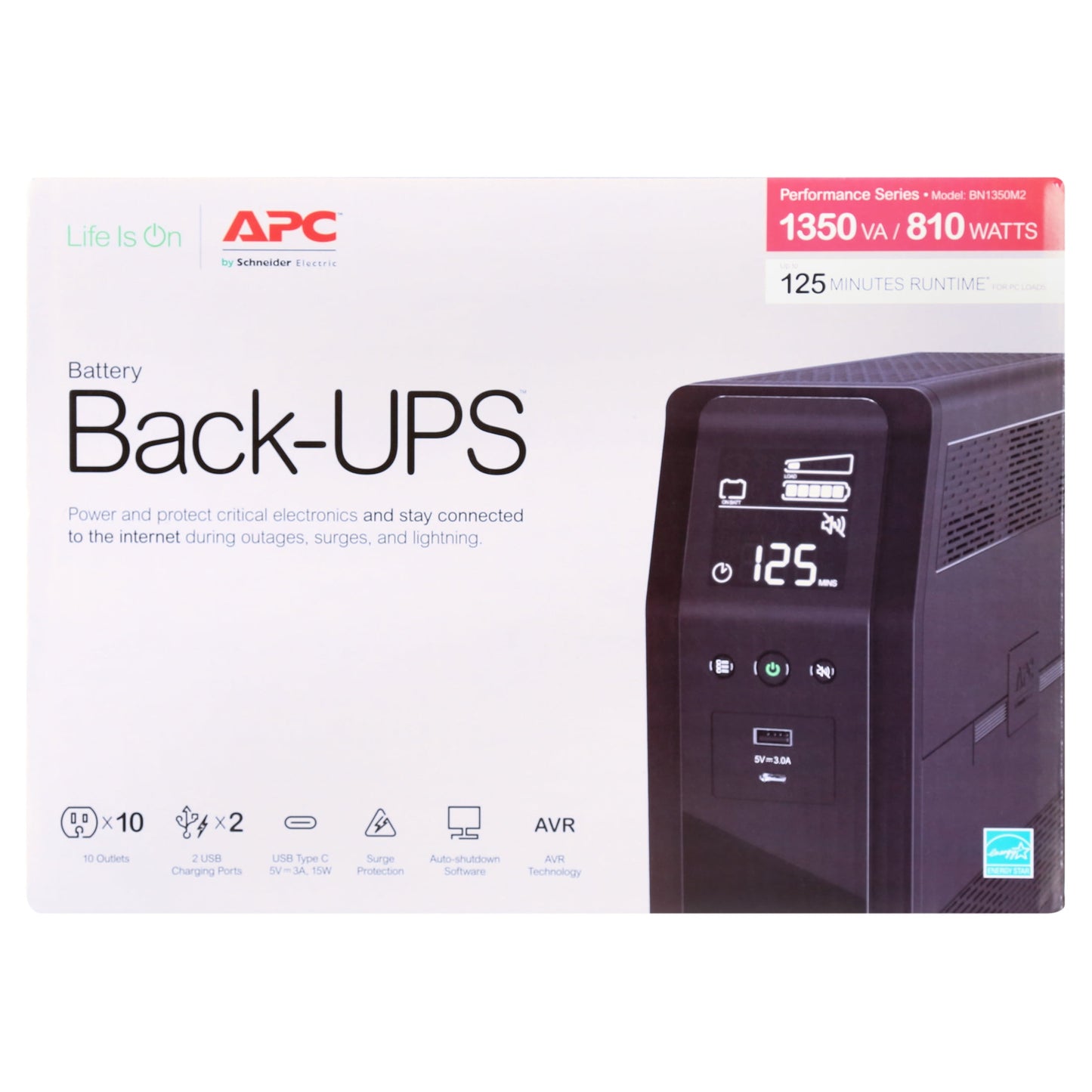 APC - UPS Battery Backup Surge Protector, 1350VA, 810W Uninterruptible Power Supply, Back-Ups Pro (BN1350M2) - Black - Serious Techies