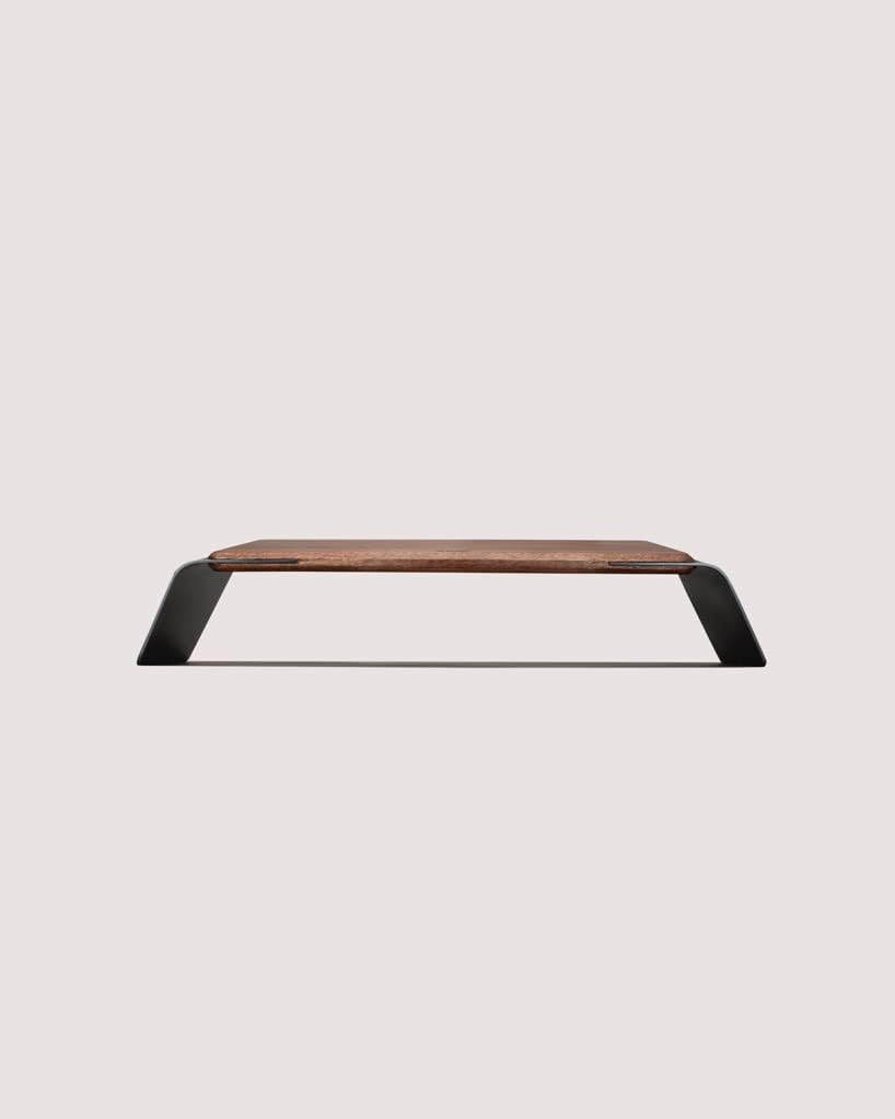 NOOE - Laptop Stand Desk Top Table Holder, 10 Degree Angled, 46.5 X 22.5 in Working Space, American Walnut Wood, Aluminum, Anthracite Finish - Serious Techies