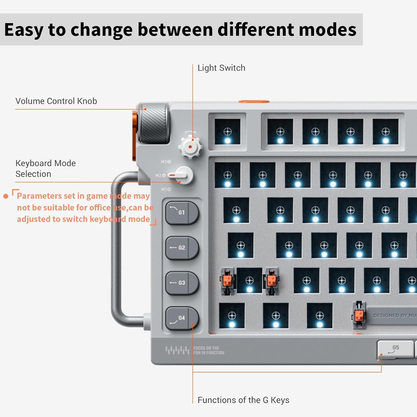 Nuphy - Field75 HE Rapid Trigger Wired Magnetic Keyboard,83 Keys,Pbt Keycaps,Hot-Swap RGB Backlit Gaming Keyboard, 75% Layout Hall Effect Keyboard with Knob,8K Hz Polling Rate-Magnetic White Switch - Serious Techies