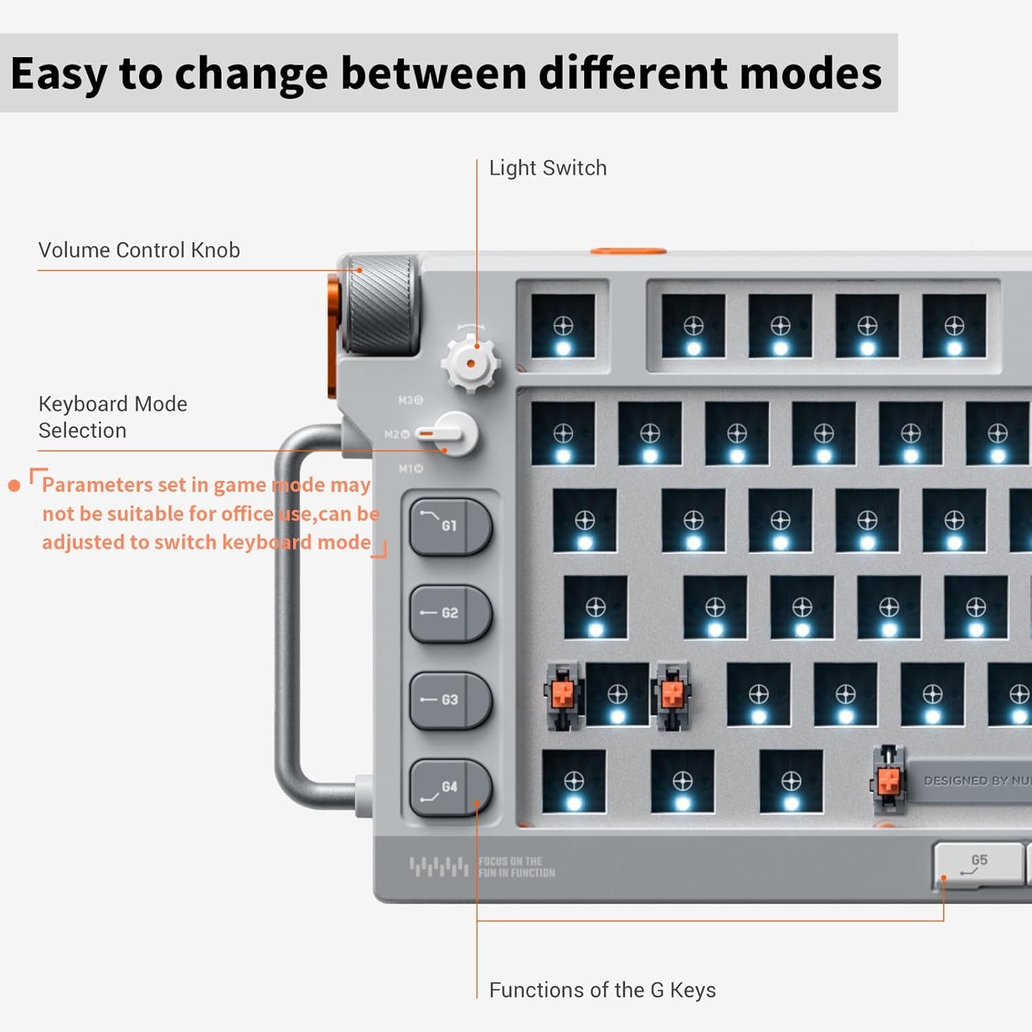 Nuphy - Field75 HE Rapid Trigger Wired Magnetic Keyboard,83 Keys,Pbt Keycaps,Hot-Swap RGB Backlit Gaming Keyboard, 75% Layout Hall Effect Keyboard with Knob,8K Hz Polling Rate-Magnetic White Switch - Serious Techies