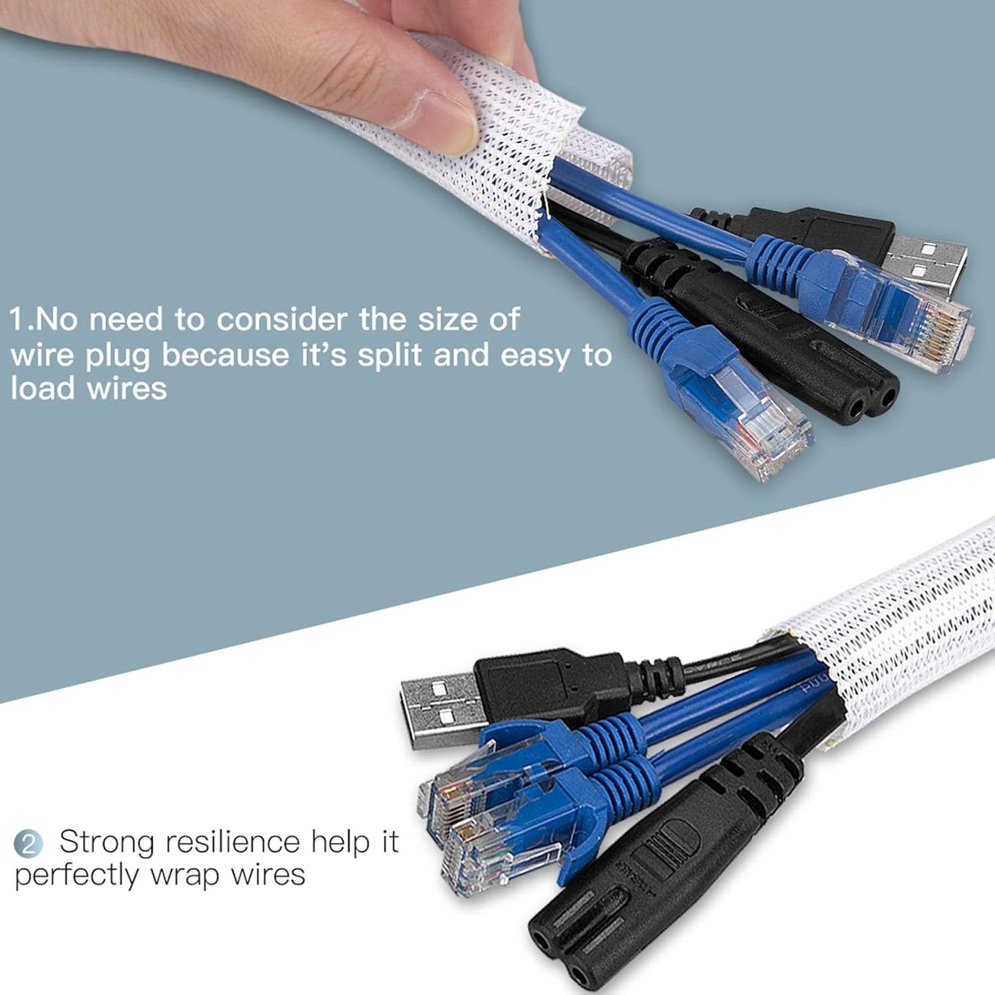 AGPTEK - Cable Sleeve Cover, 25Ft - 4/5 Inch Desk Cord Organizer Cable Hider, Home Office Wire Management Computer TV Wire Loom Tubing, Pet Proof Cord Protector, from Cat Dog Chewing, White - Serious Techies