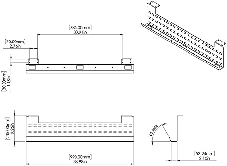 Stand Up Desk Store - Under Desk Cable Management Tray Horizontal Computer Cord Raceway and Modesty Panel (White, 39") - Serious Techies