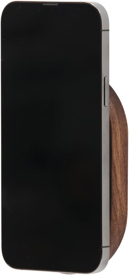 Oakywood - Phone & Iphone Wall Mount – Handcrafted Wooden Mobile Phone Stand & Holder – Compatible with Magsafe Charger & Iphone 12–16 Models – 8X12.3X1.5Cm/3.2X4.8X0.6’ – Walnut - Serious Techies