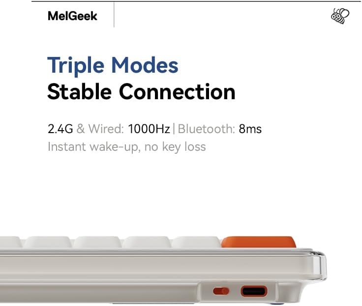 MelGeek - O2 Wireless Mechanical Quiet Keyboard for Work, 75% Compact Office Keyboard, Low Profile, with Hot-Swappable and Pre-Lubed Linear Switches,Bluetooth/2.4 Ghz/Usb-C for Mac Windows Linux - Serious Techies