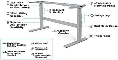 Uplift - Desk 2-Leg V2-Commercial C-Frame Height Adjustable Standing Desk Frame (Black), No Desktop, Advanced Memory Keypad, Free Wire Tray - Serious Techies