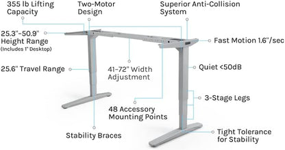 Uplift - Desk Bamboo (60 X 30 Inch) Standing Desk 2-Leg V2 Adjustable Stand up C-Frame (Black), Advanced Keypad, Wire Grommets, Wire Tray, Rocker Board - Serious Techies