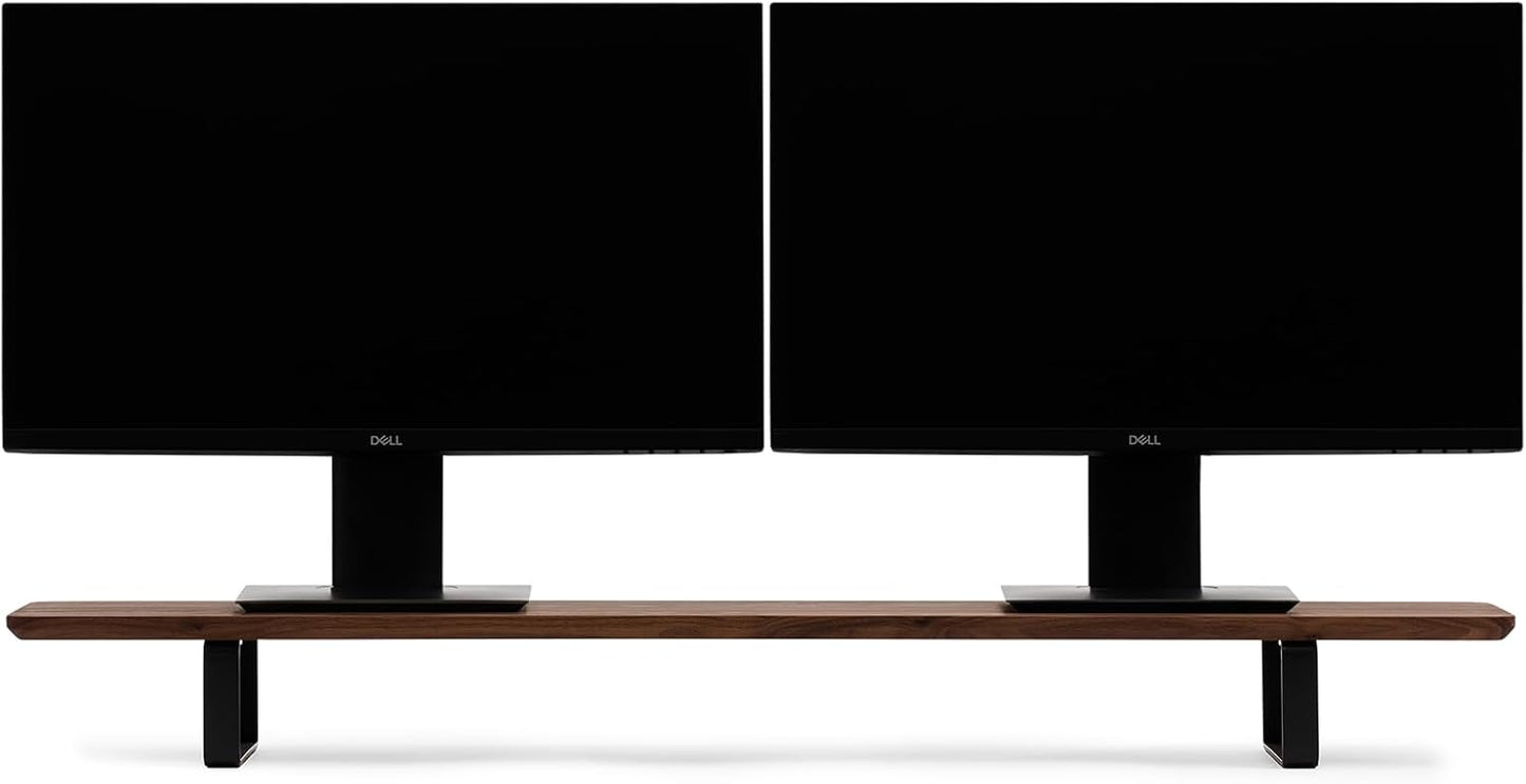 Oakywood - Dual Monitor Stand - Handmade in EU - Natural Wood Monitor Stand Riser - Laptop Accessories – 220 Lbs (100 Kg) Capacity - 41.3"X9" (105X23 Cm) – 100% Natural Walnut Wood - Serious Techies