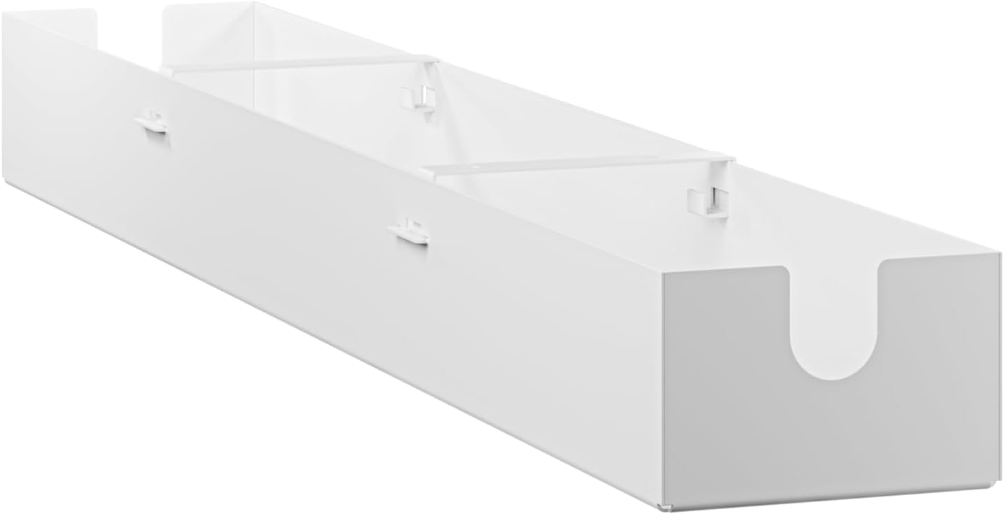 Oakywood - Underdesk Cable Management - Cable Duct Black for Desk, Table, Standing Desk - Hinged, Made of Metal - 15.5 X 100 X 10 Cm - White - Serious Techies