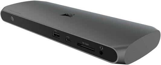 Corsair - TBT100 DP Thunderbolt™ 3 Dock with Displayport - 2X Displayport 1.4 at up to 4K60-2X USB Type-C 10Gbps Ports - 3X USB Type-A 5Gbps Ports - Serious Techies