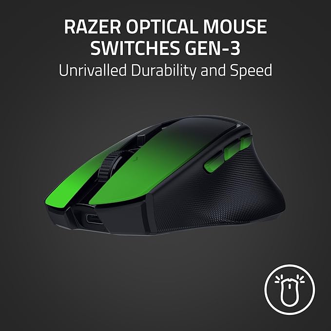 Razer - Basilisk Mobile Portable Ergonomic Wireless Gaming Mouse: 10 Programmable Controls Hyperscroll - Optical Switches Gen-3 - Long Battery Life - AI Prompt - 2.4 Ghz, Bluetooth, USB C - Serious Techies - Serious Techies, LLC