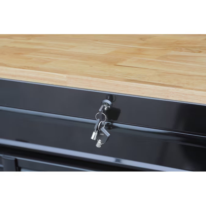 KOBALT - 71-In L X 42.7-In H 15 -Drawers Rolling Black Wood Work Bench
