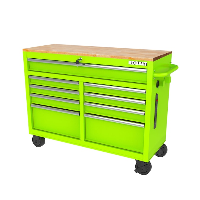 KOBALT - 46.1-In L X 37.2-In H 9 -Drawers Rolling Black Wood Work Bench - Serious Techies