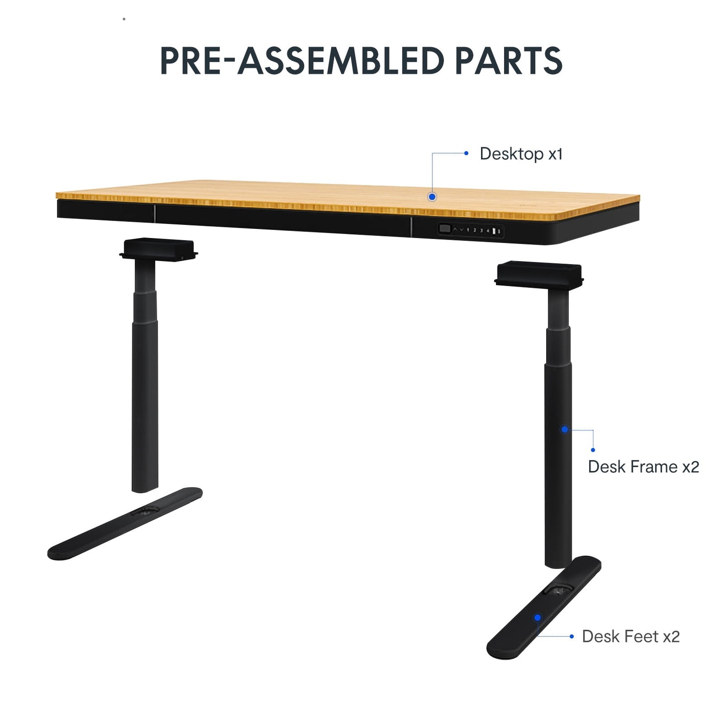 FLEXISPOT - 55"X28" Wireless Charging Dual Motors Standing Desk with Drawers, Black and Bamboo Top Height Adjustable Desk with Cable Management Tray - Serious Techies