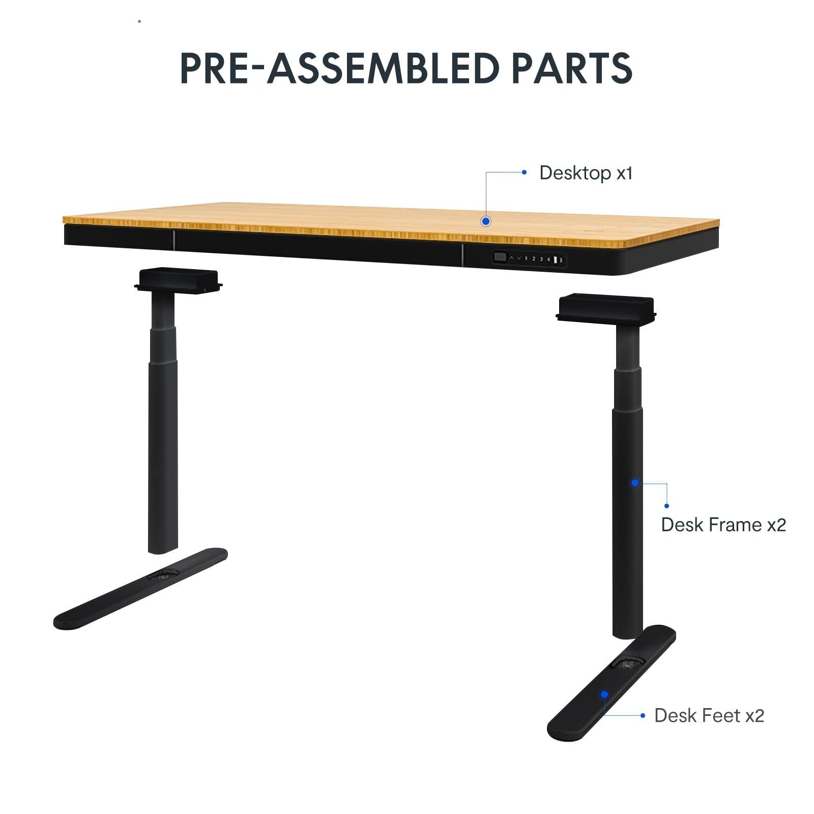 FLEXISPOT - 55"X28" Wireless Charging Dual Motors Standing Desk with Drawers, Black and Bamboo Top Height Adjustable Desk with Cable Management Tray - Serious Techies