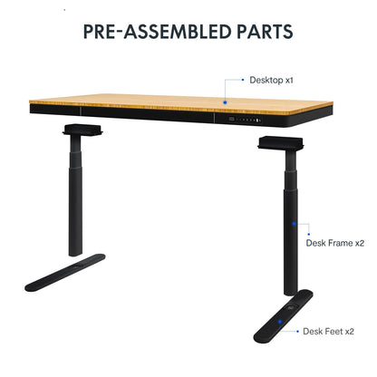 FLEXISPOT - 55"X28" Wireless Charging Dual Motors Standing Desk with Drawers, Black and Bamboo Top Height Adjustable Desk with Cable Management Tray - Serious Techies