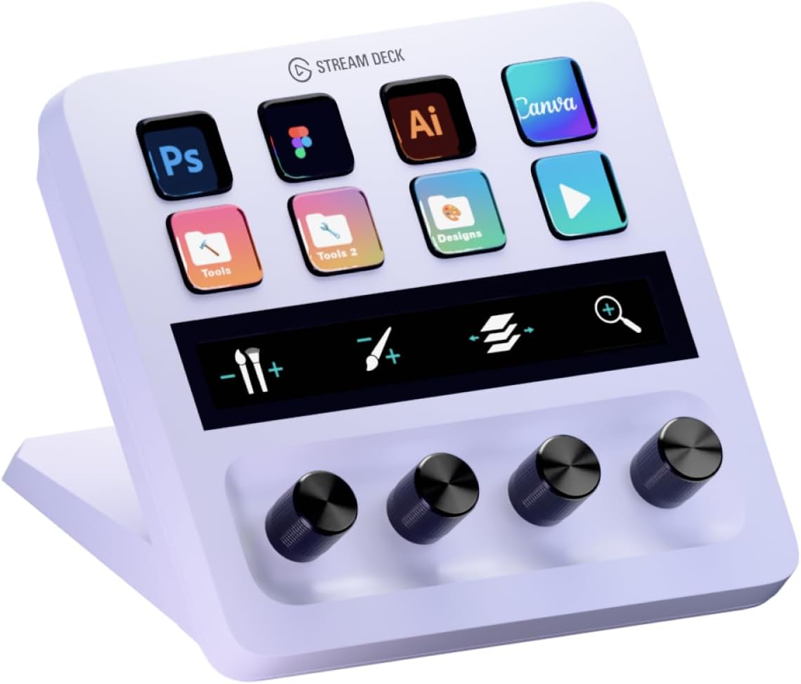 Elgato - Stream Deck + White - Studio Controller with LCD Keys, Dials, and Touch Strip for Post Production in Adobe Premiere Pro, Photoshop, Davinci Resolve, Final Cut Pro - Workflow Automation - Serious Techies