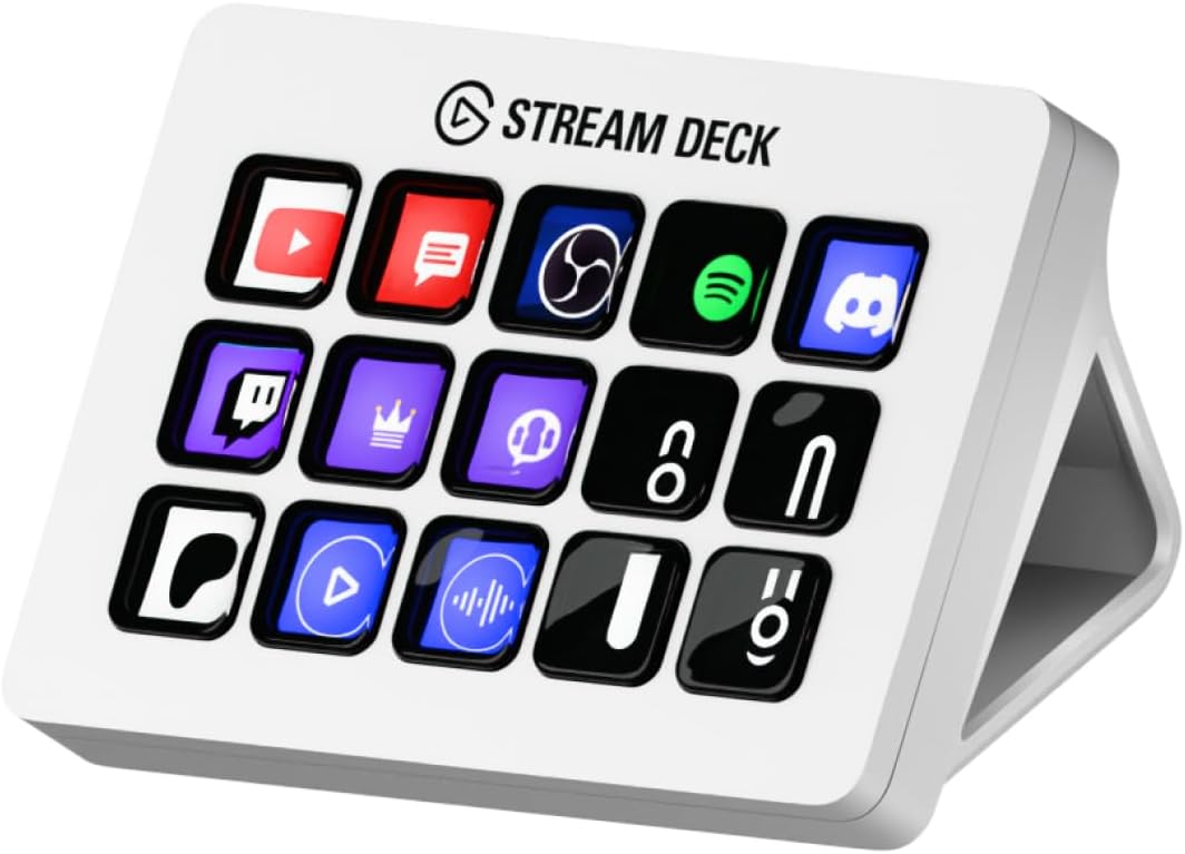 Elgato  - Stream Deck MK.2 White – Studio Controller, 15 Macro Keys, Trigger Actions in Apps and Software like OBS, Twitch, ​Youtube and More, Works with Mac and PC - Serious Techies