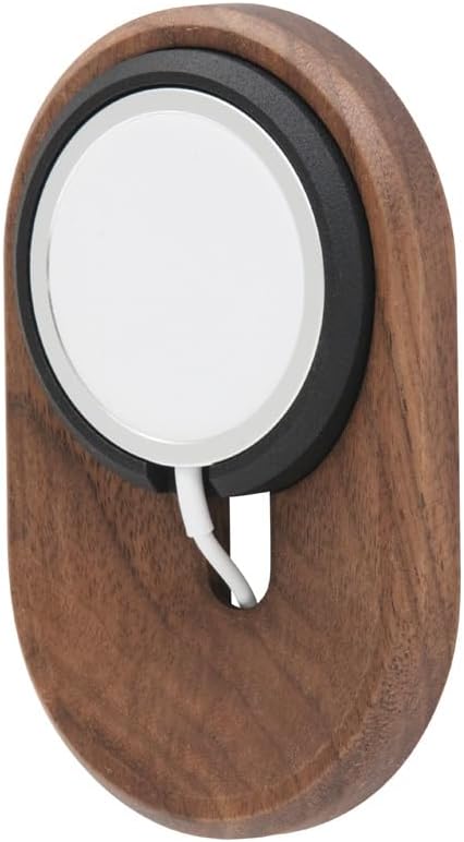 Oakywood - Phone & Iphone Wall Mount – Handcrafted Wooden Mobile Phone Stand & Holder – Compatible with Magsafe Charger & Iphone 12–16 Models – 8X12.3X1.5Cm/3.2X4.8X0.6’ – Walnut - Serious Techies