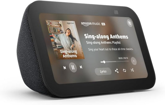Amazon - Echo Show 5 (Newest Model), Smart Display with 2X the Bass and Clearer Sound, Charcoal - Serious Techies