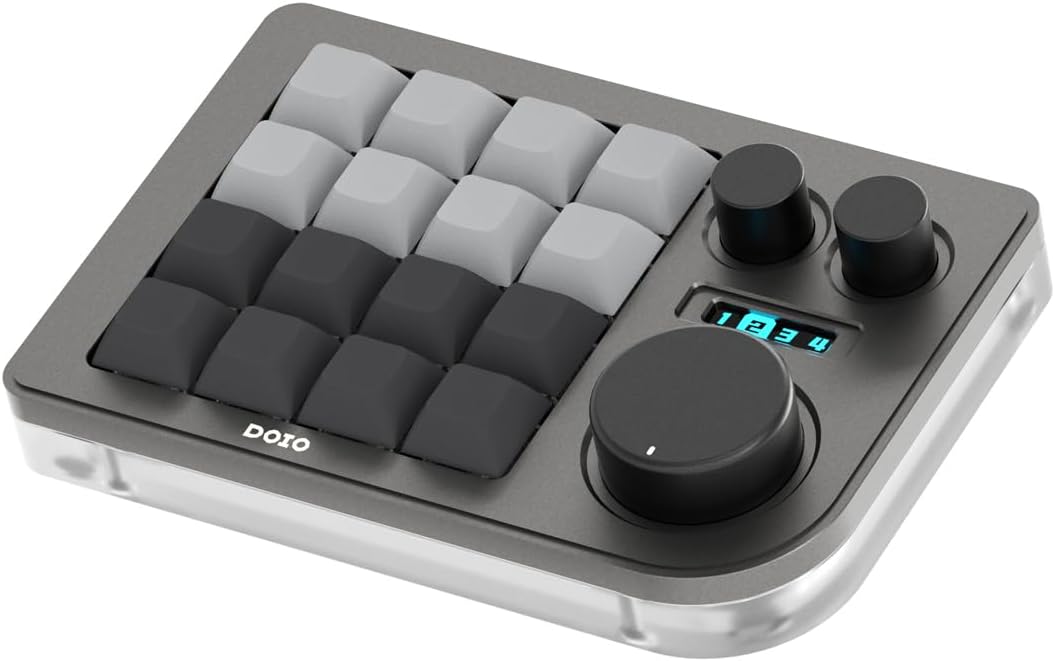 KEEBMONKEY - Megalodon Triple Knob Macro Pad Programmable Designer Mini Keyboard 16 Keys (Black) - Serious Techies