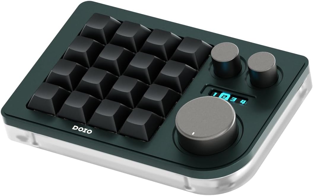 KEEBMONKEY - Megalodon Triple Knob Macro Pad Programmable Designer Mini Keyboard 16 Keys (Black) - Serious Techies