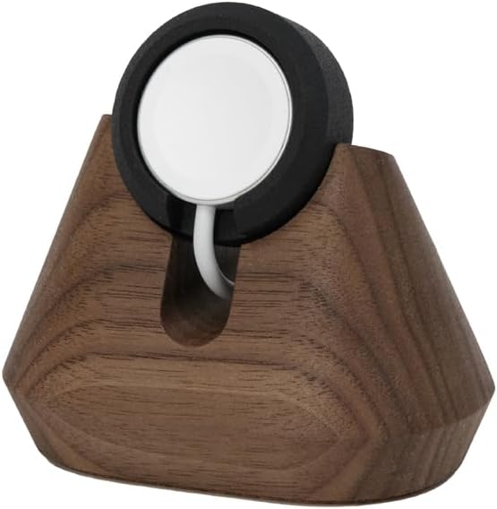 Oakywood - Watch Charger Stand – Charging Docking Station - Natural Wood – Magnetic Handle - Compatible with Magsafe Charger & All Apple Watch Models – 5.3X7.5X8.2Cm/2.1X3X3.2’ – Walnut - Serious Techies