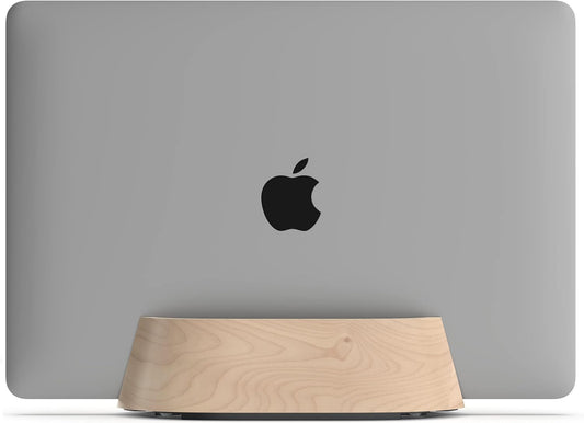 HumanCentric - Vertical Laptop Stand in Maple Wood, Upright Adjustable Holder and Dock, Laptop Vertical Stand Fits Macbook Pro and Other Laptops .5" to 1.5", Clamshell Compatible - Serious Techies