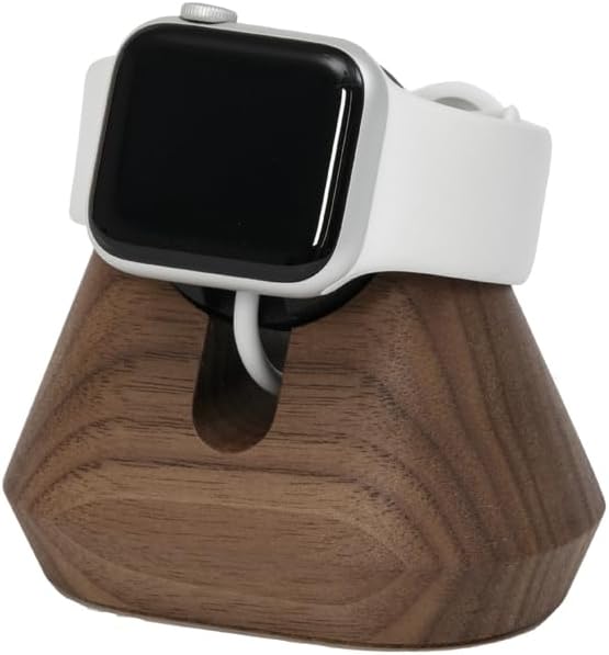 Oakywood - Watch Charger Stand – Charging Docking Station - Natural Wood – Magnetic Handle - Compatible with Magsafe Charger & All Apple Watch Models – 5.3X7.5X8.2Cm/2.1X3X3.2’ – Walnut - Serious Techies