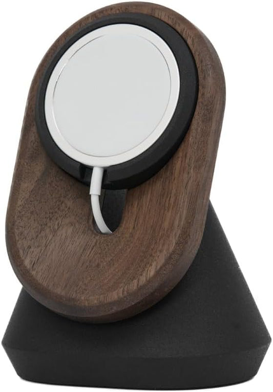 Oakywood - Phone Holder Desk - Phone Stand for Desk – Handcrafted Wooden Mobile Phone Stand & Holder – Compatible with Magsafe & Iphone 12–16 Models – 10.4X8.1X13.9Cm/4.1X3.2X5.5’ – Walnut - Serious Techies