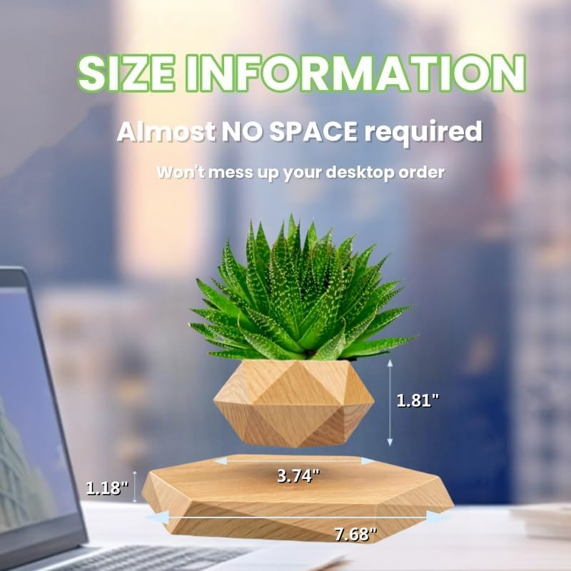 Luxelinc - Levitating Plant Pot, Floating Plant Pot Small Floating Flower Pot, 360° Rotating Floating Pots for Plants, Floating Planter for Levitating Decor, Levitating Display Home Office Desk Decor (Yellow) - Serious Techies