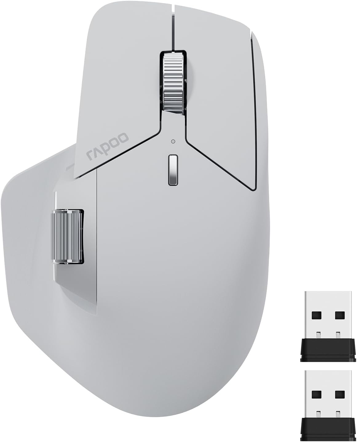 Rapoo - MT760 Multi-Device Wireless Mouse, Bluetooth 5.0 and 2.4G Multi-Mode Connection, up to 4 Devices, 11 Programmable Buttons, 4K DPI, 90 Days Battery Life, PC, Light Grey - Serious Techies