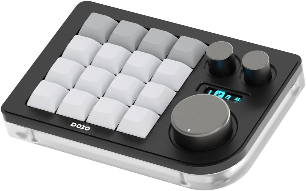 KEEBMONKEY - Megalodon Triple Knob Macro Pad Programmable Designer Mini Keyboard 16 Keys (Black) - Serious Techies