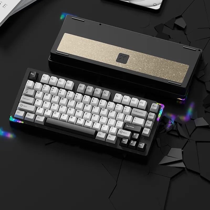 Weikav - Glacier Stars75S, Wireless/Wired, Detachable USB-C, Hot Swappable, CNC Aluminum Case, RGB Lighting, Pre-Built Mechanical Keyboard (Black Anodizing, Aviator Cable) - Serious Techies