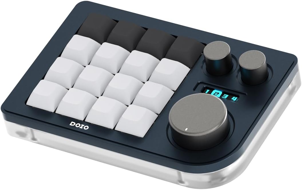KEEBMONKEY - Megalodon Triple Knob Macro Pad Programmable Designer Mini Keyboard 16 Keys (Black) - Serious Techies