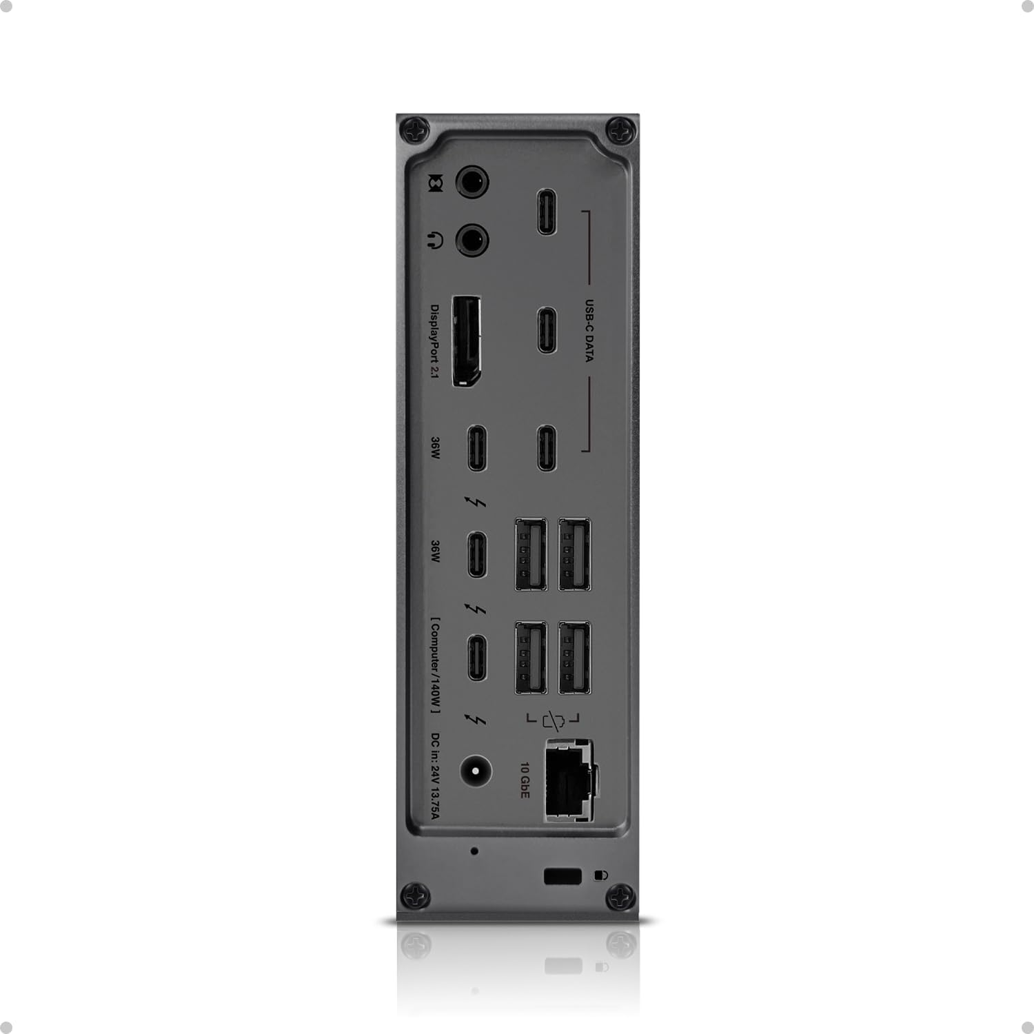 CalDigit - TS5 plus - 20 Port Thunderbolt 5 Dock, 140W Charging, 3X 80Gb/S Thunderbolt 5, 10X 10Gb/S USB Ports, Dual USB Controllers, 10Gbe, up to Dual 8K 60Hz Displays, 1.0M Braided Cable, 330W PSU - Serious Techies