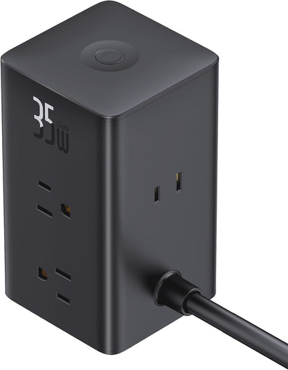Baseus - 10-In-1 USB C Charging Station, 35W Powercombo Fast Charging Power Strip with 6AC+2U+2C USB, USB C Charging Station for Desktop Accessories, Macbook, Tablets in Office, Home and Dorm