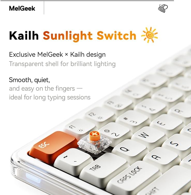 MelGeek - O2 Wireless Mechanical Quiet Keyboard for Work, 75% Compact Office Keyboard, Low Profile, with Hot-Swappable and Pre-Lubed Linear Switches,Bluetooth/2.4 Ghz/Usb-C for Mac Windows Linux - Serious Techies