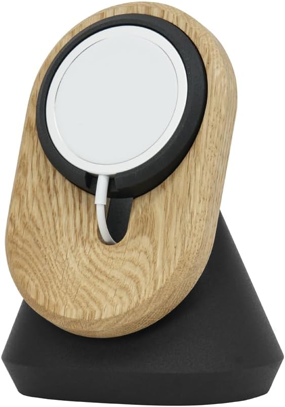 Oakywood - Phone Holder Desk - Phone Stand for Desk – Handcrafted Wooden Mobile Phone Stand & Holder – Compatible with Magsafe & Iphone 12–16 Models – 10.4X8.1X13.9Cm/4.1X3.2X5.5’ – Walnut - Serious Techies