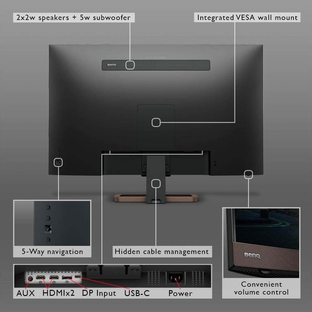 BenQ - EW3280U Premium Monitor 32" 4K UHD W/ Remote Control | IPS | Hdri | Eye-Care Tech | Adaptive Brightness | Tilt Screen | 2.1Ch W/ 5W Subwoofer | Displayport | HDMI | USB-C - Serious Techies