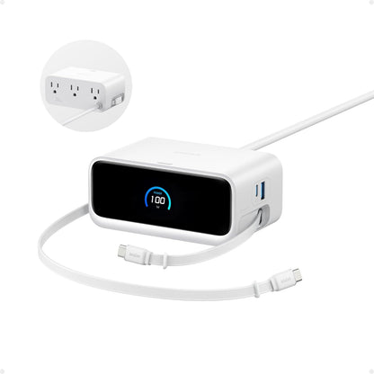 Anker - Nano Charging Station, 7-In-1 USB-C Power Strip for Iphone 16, 2.3 Ft  Instacord Retractable Cable, 3 USB-C, 1 USB-A, 3 AC, 100W Desktop Fast Charging for Macbook, Home, Office(Non-Battery) - Serious Techies